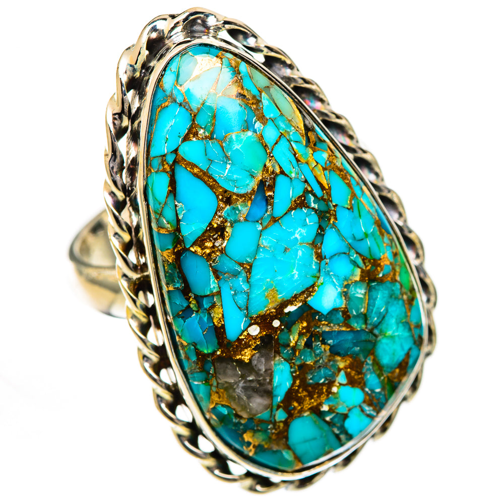 Blue Copper Composite Turquoise Rings handcrafted by Anasilvercos - RING125117 - Photo 2