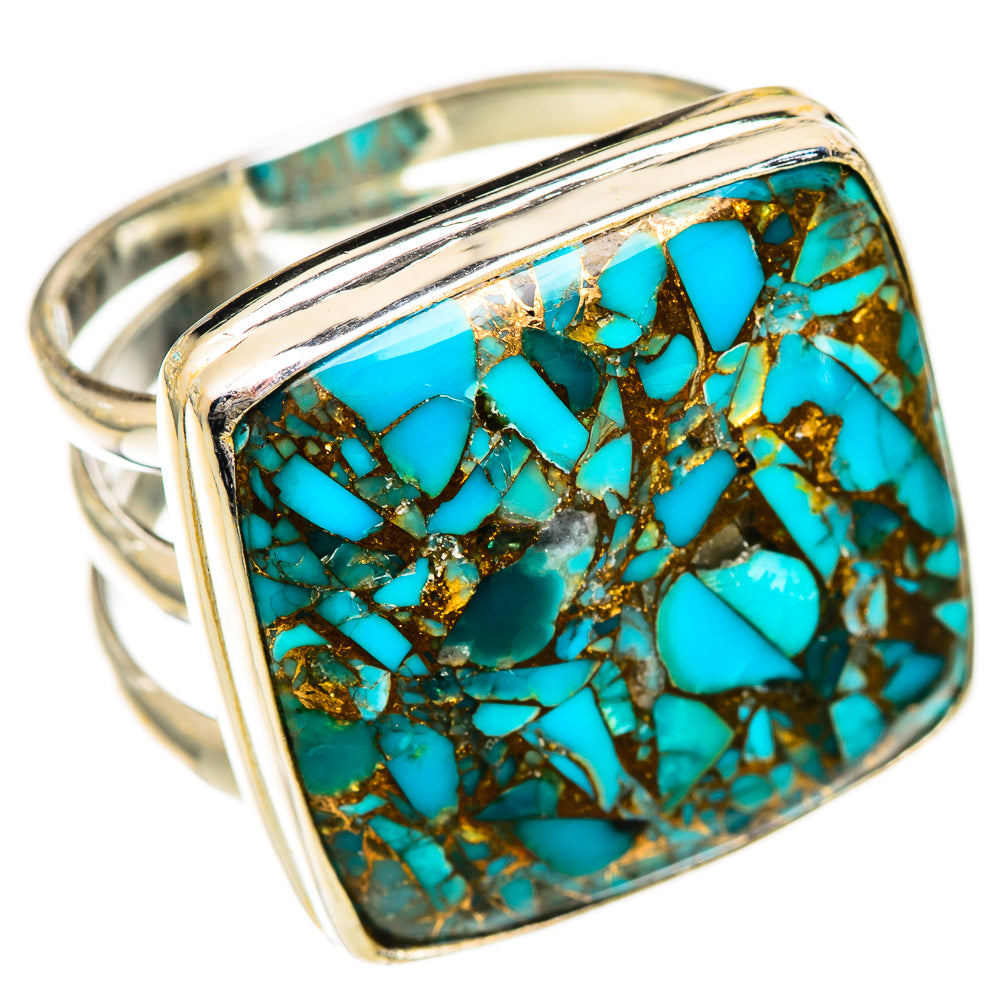 Blue Copper Composite Turquoise Rings handcrafted by Anasilvercos - RING125119 - Photo 2