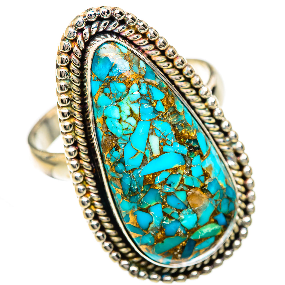 Blue Copper Composite Turquoise Rings handcrafted by Anasilvercos - RING125126 - Photo 2