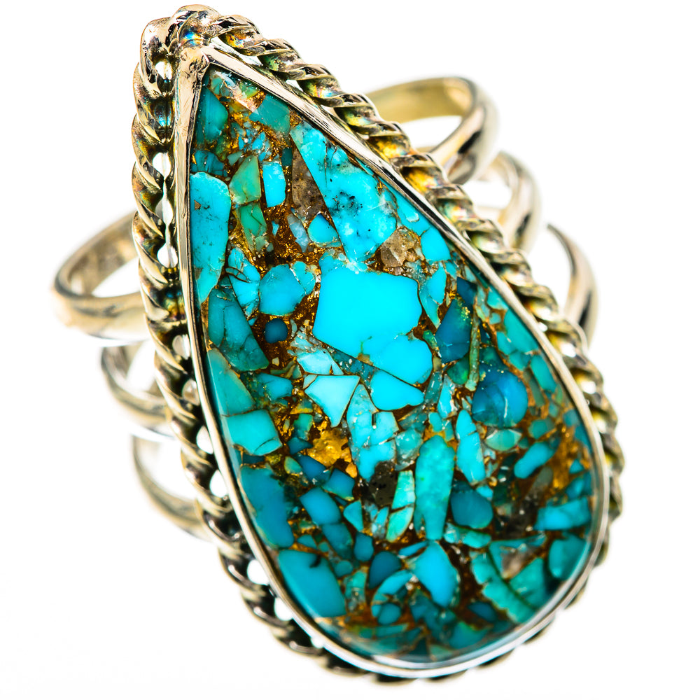 Blue Copper Composite Turquoise Rings handcrafted by Anasilvercos - RING125141 - Photo 2