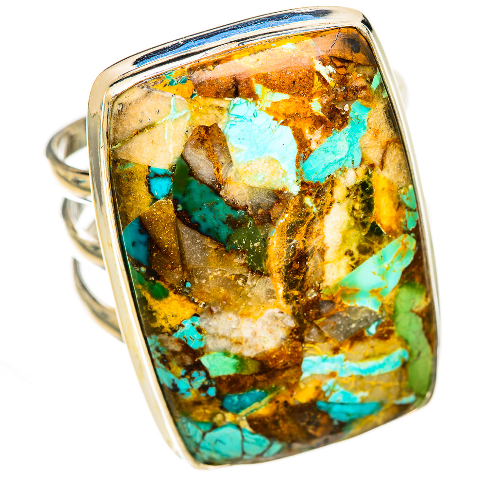 Blue Copper Composite Turquoise Rings handcrafted by Anasilvercos - RING125142 - Photo 2
