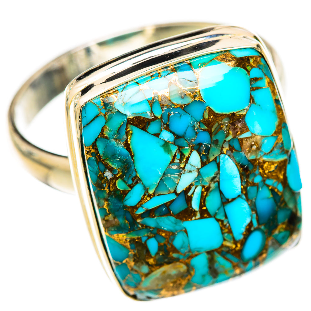 Blue Copper Composite Turquoise Rings handcrafted by Anasilvercos - RING125146 - Photo 2