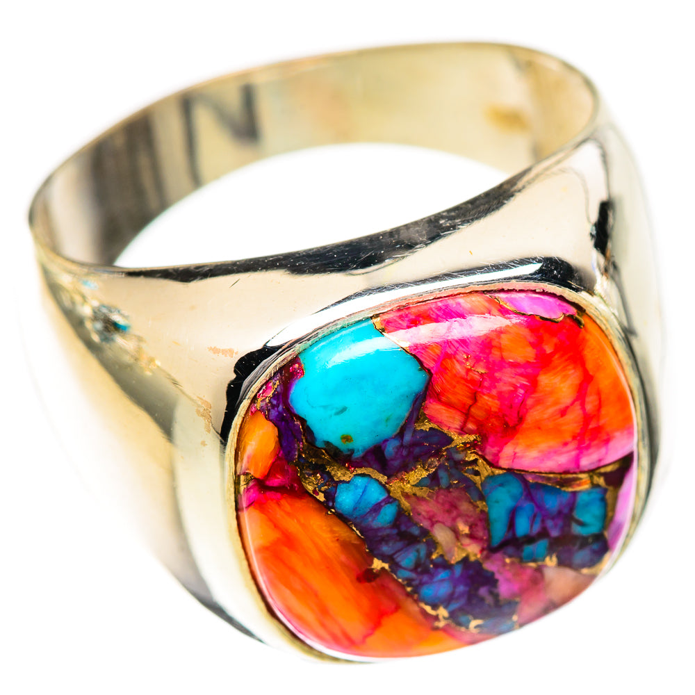 Kingman Pink Dahlia Turquoise Rings handcrafted by Anasilvercos - RING125171 - Photo 2