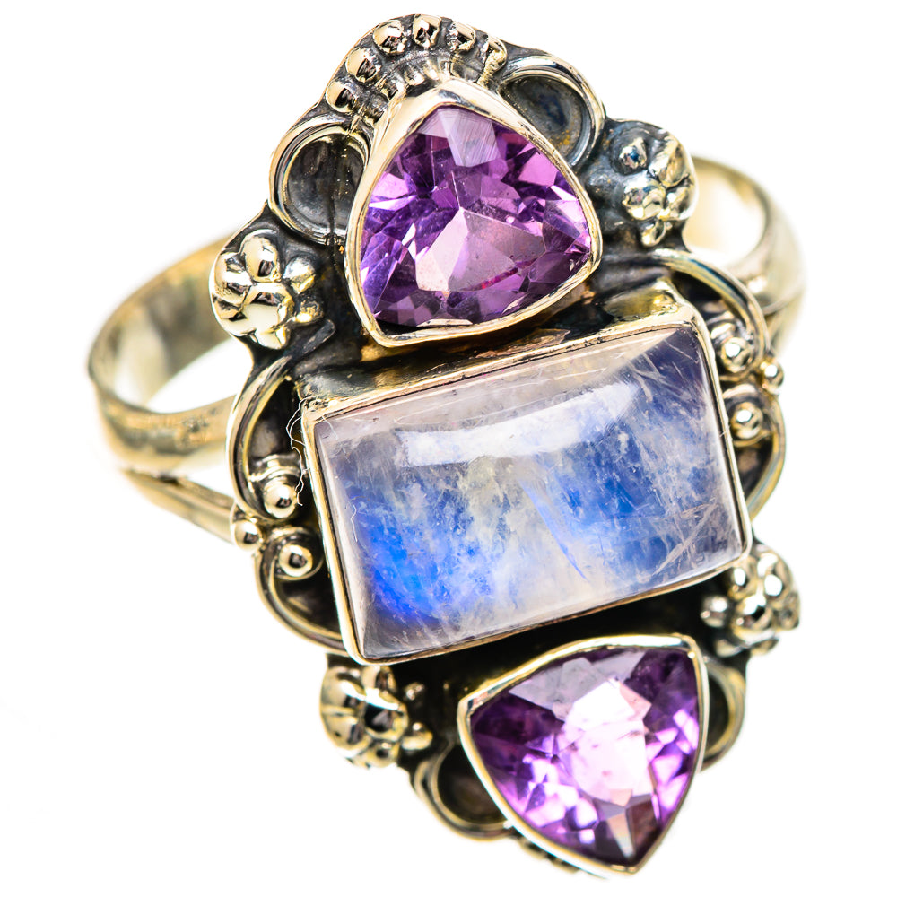 Rainbow Moonstone Rings handcrafted by Anasilvercos - RING125241 - Photo 2