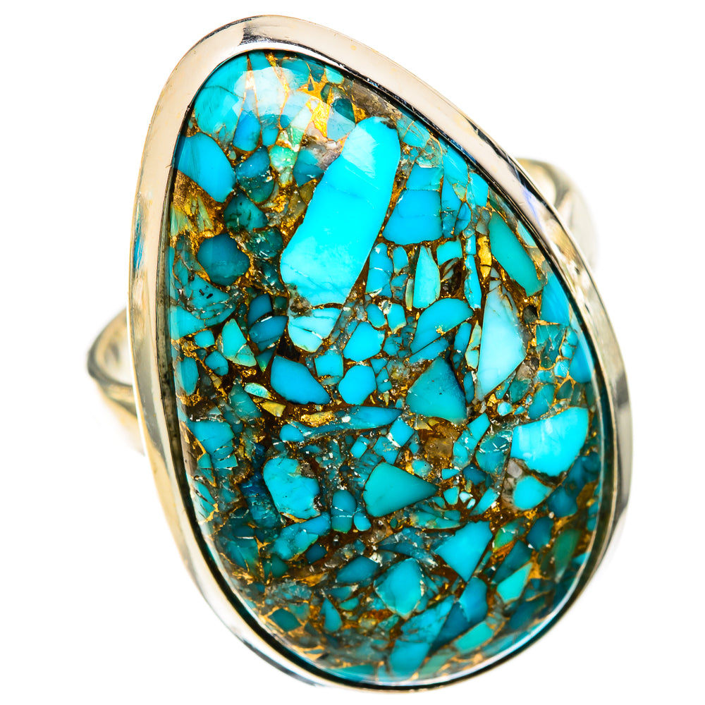 Blue Copper Composite Turquoise Rings handcrafted by Anasilvercos - RING125297 - Photo 2