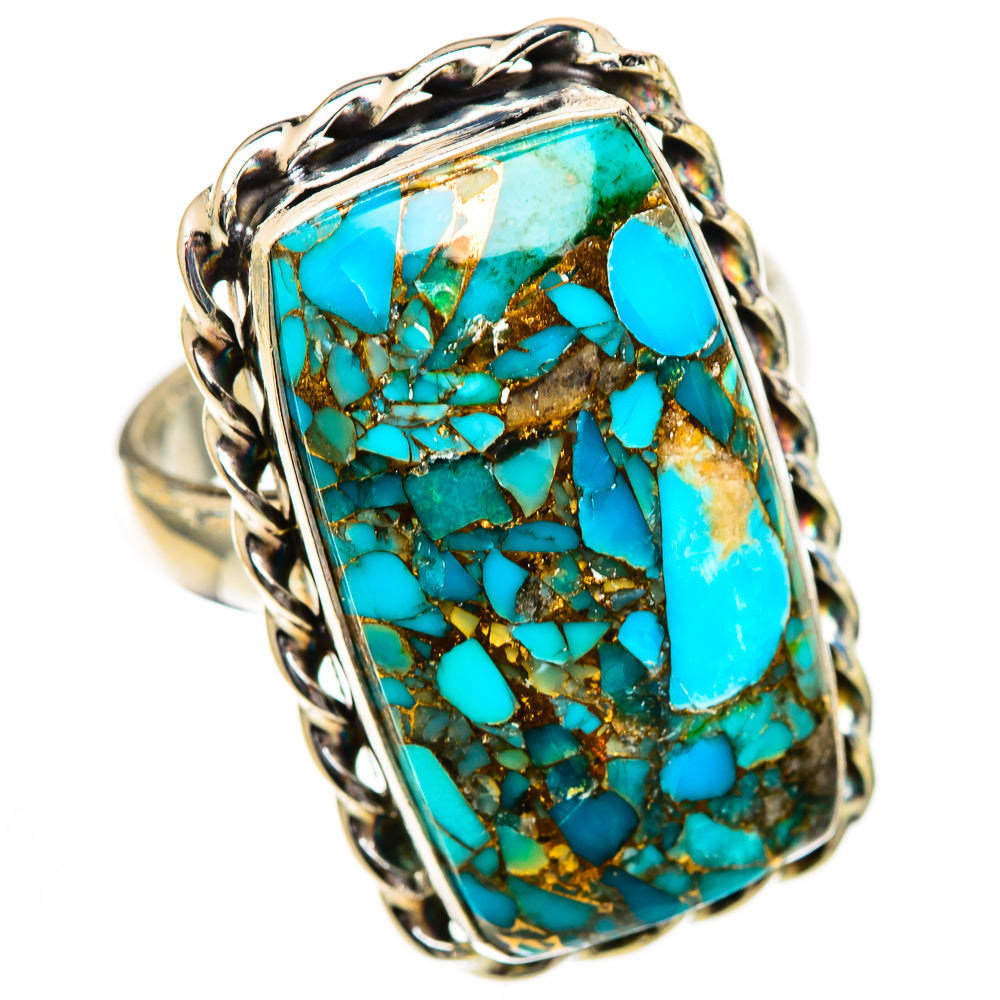 Blue Copper Composite Turquoise Rings handcrafted by Anasilvercos - RING125338 - Photo 2