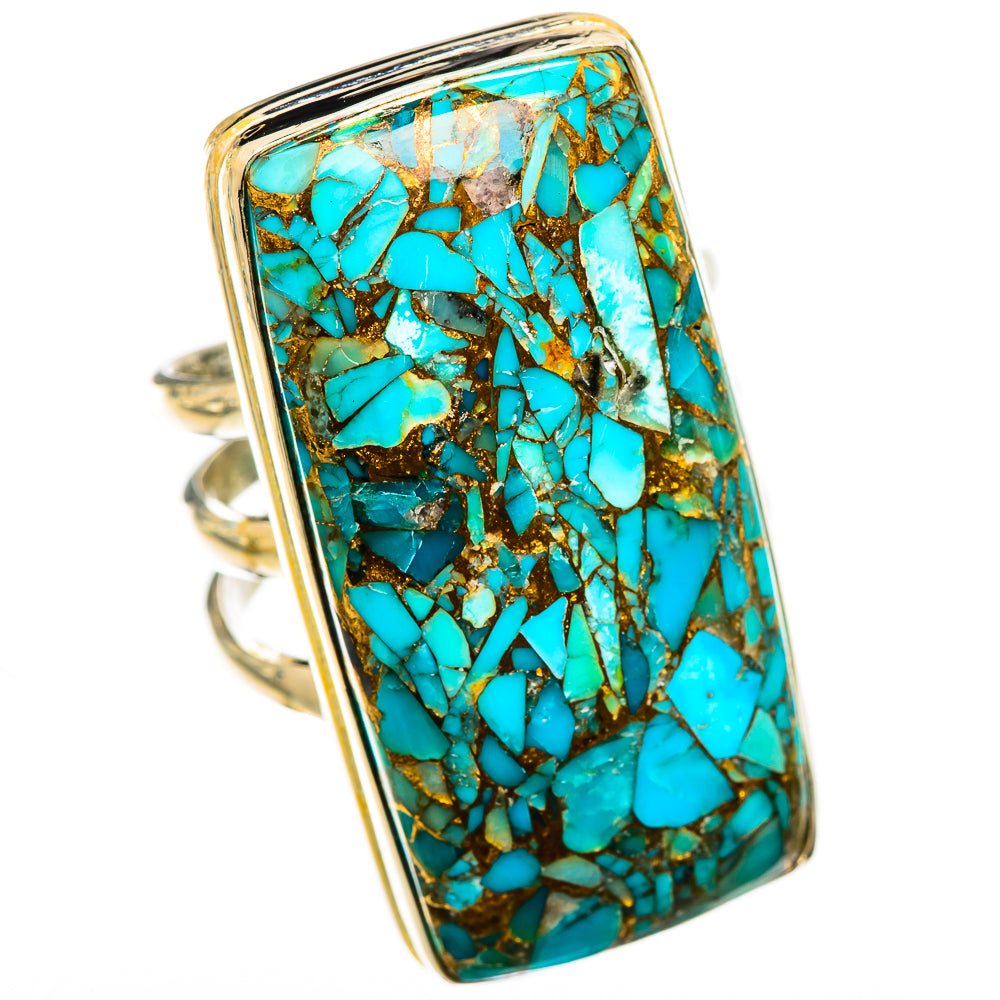 Blue Copper Composite Turquoise Rings handcrafted by Anasilvercos - RING125374 - Photo 2