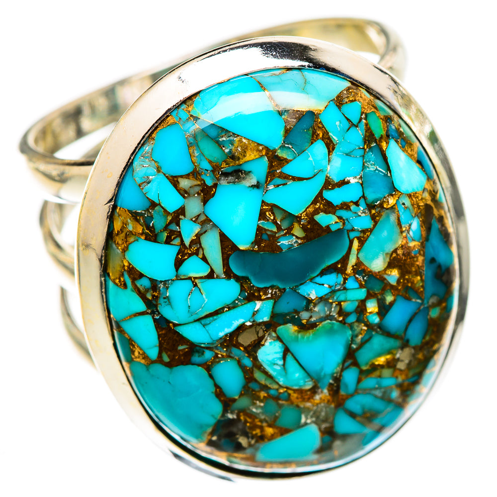 Blue Copper Composite Turquoise Rings handcrafted by Anasilvercos - RING125393 - Photo 2