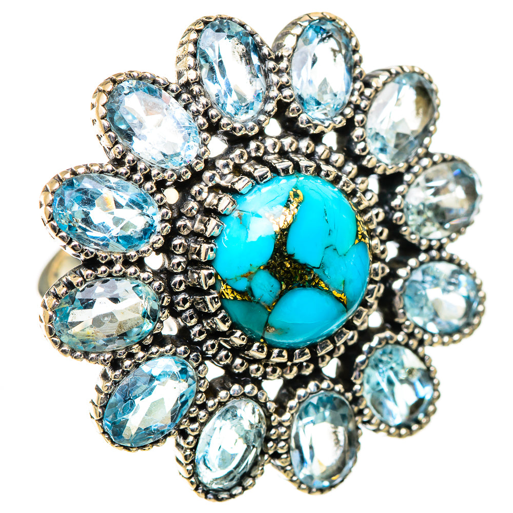 Blue Copper Composite Turquoise Rings handcrafted by Anasilvercos - RING125467 - Photo 2