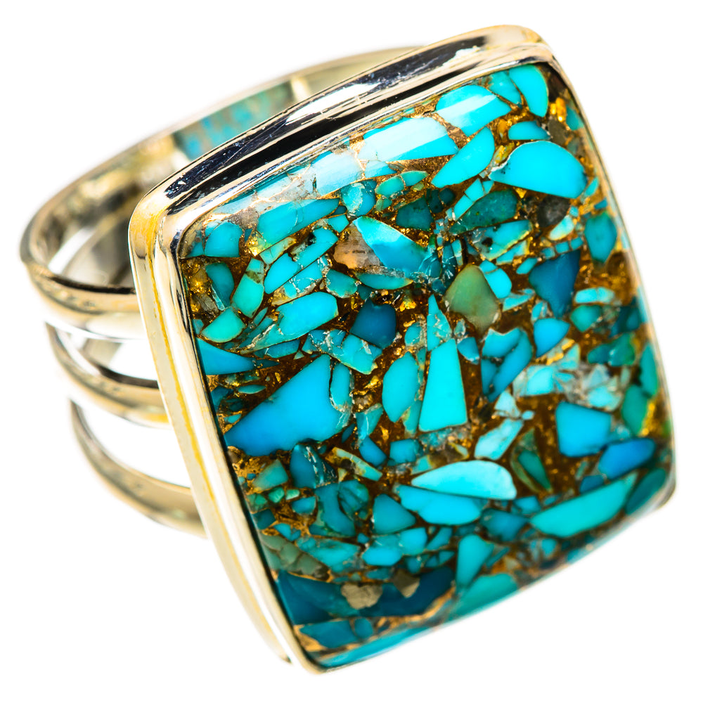 Blue Copper Composite Turquoise Rings handcrafted by Anasilvercos - RING125500 - Photo 2