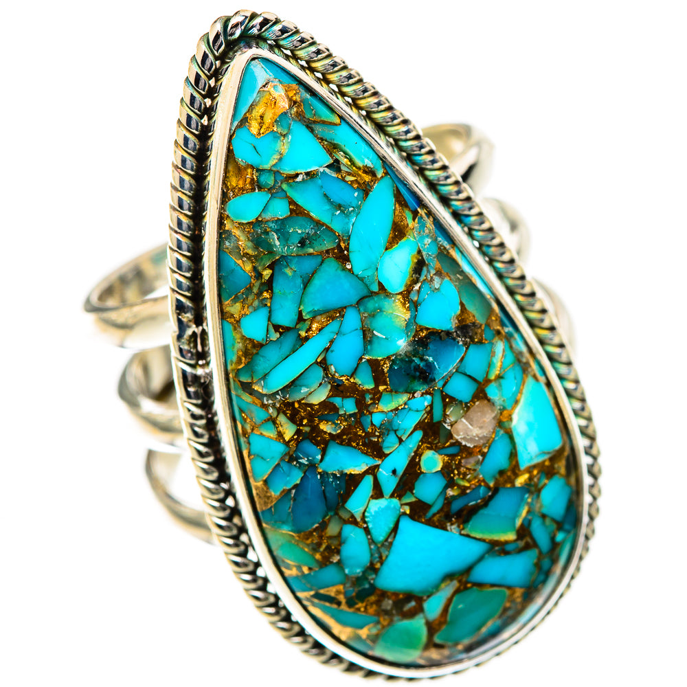 Blue Copper Composite Turquoise Rings handcrafted by Anasilvercos - RING125515 - Photo 2