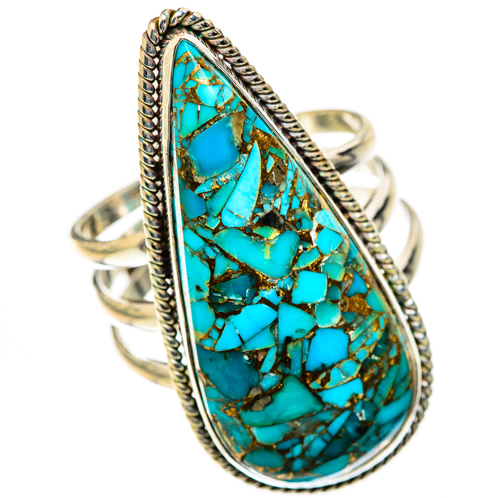 Blue Copper Composite Turquoise Rings handcrafted by Anasilvercos - RING125551 - Photo 2