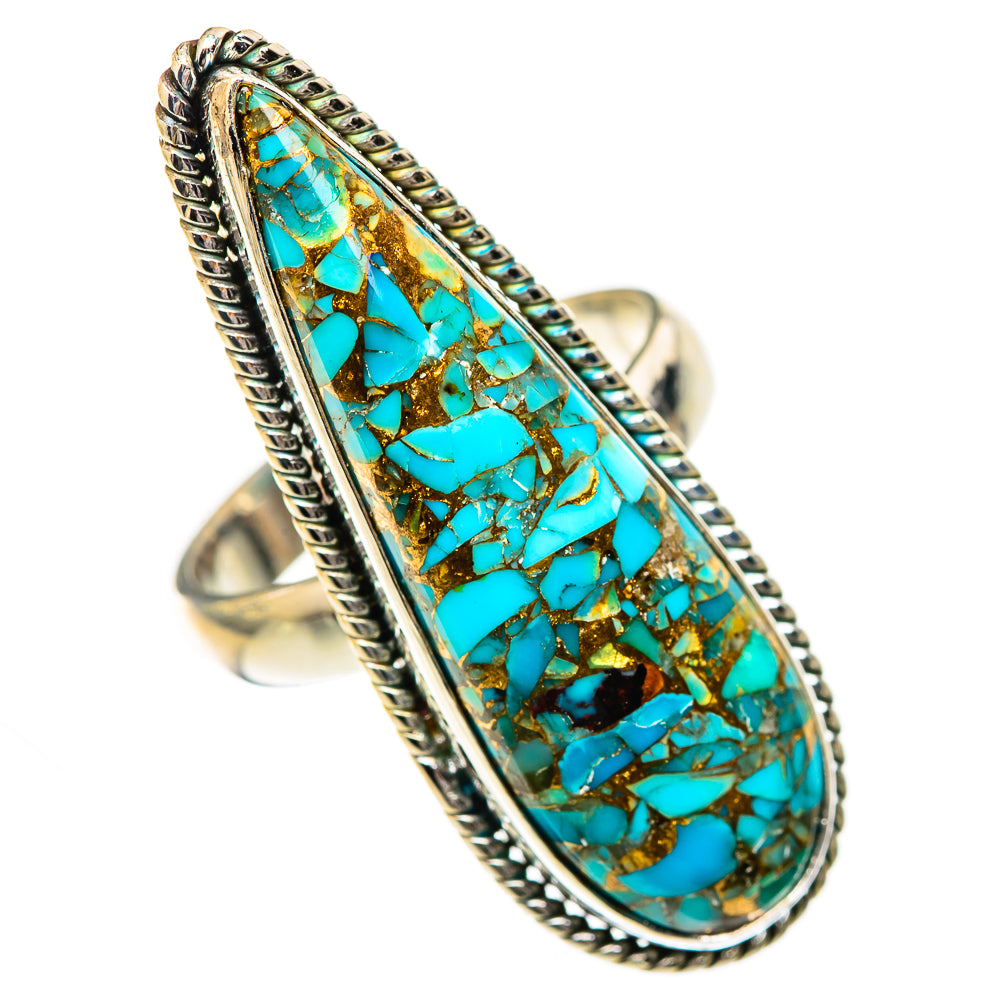 Blue Copper Composite Turquoise Rings handcrafted by Anasilvercos - RING125562 - Photo 2
