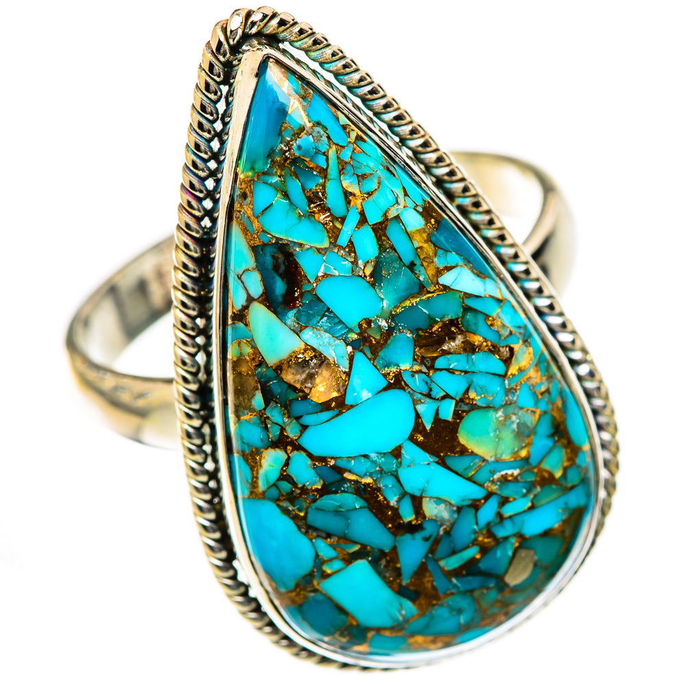 Blue Copper Composite Turquoise Rings handcrafted by Anasilvercos - RING125589 - Photo 2