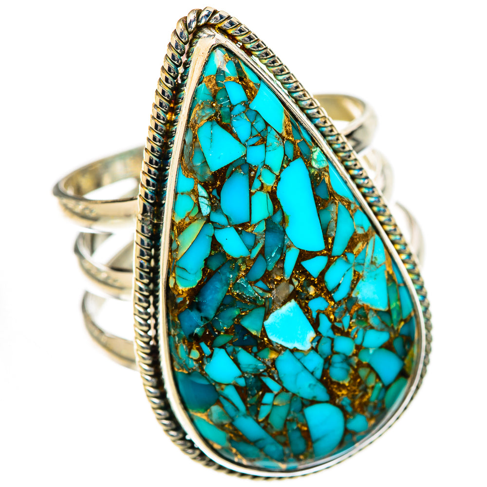 Blue Copper Composite Turquoise Rings handcrafted by Anasilvercos - RING125601 - Photo 2