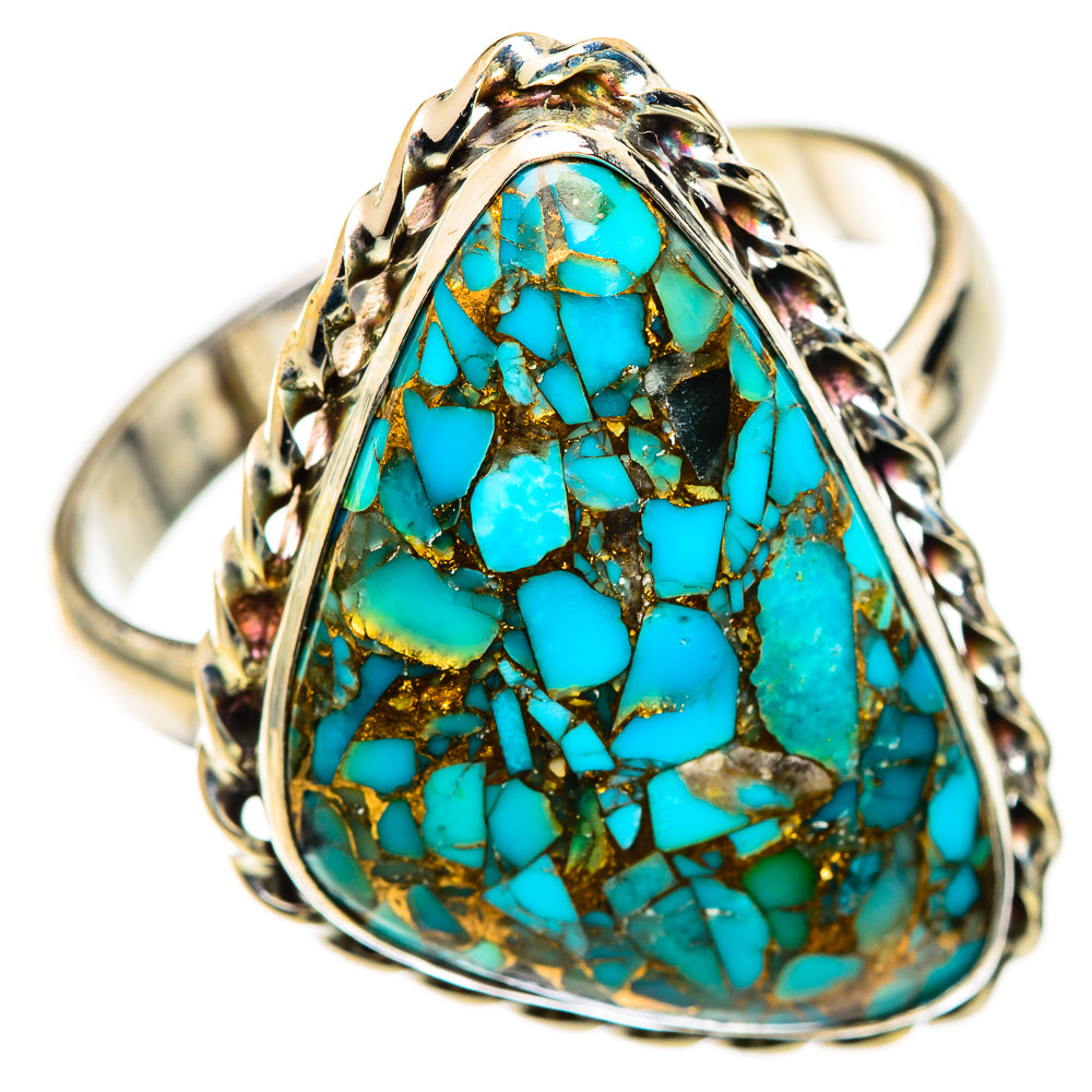 Blue Copper Composite Turquoise Rings handcrafted by Anasilvercos - RING125613 - Photo 2
