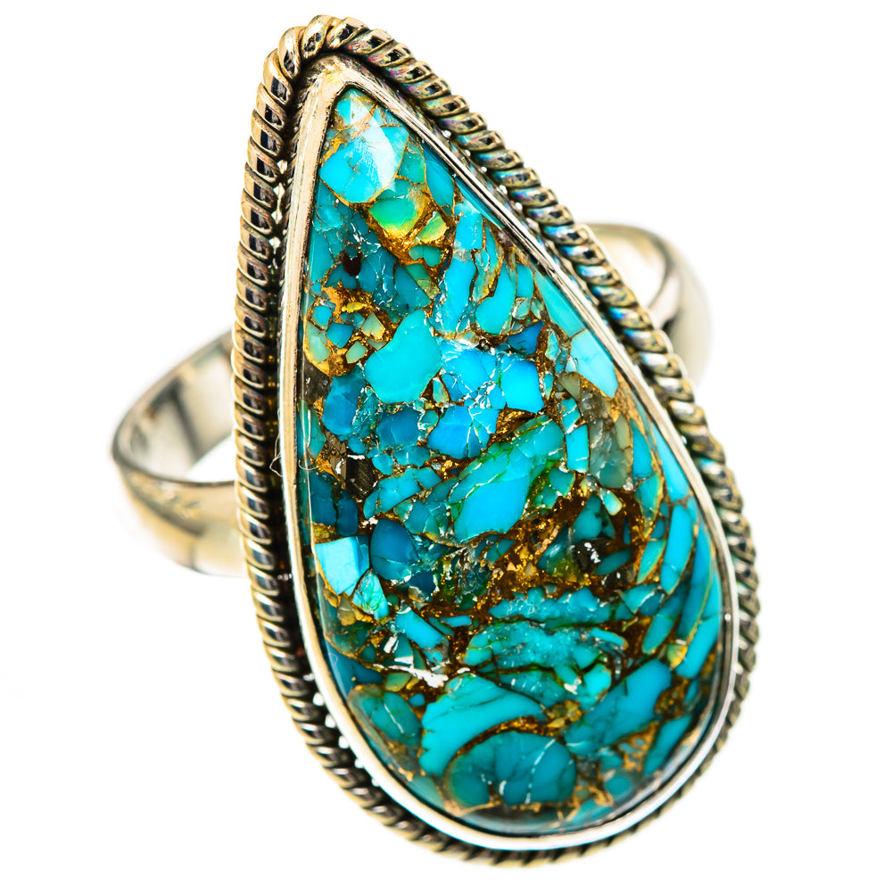 Blue Copper Composite Turquoise Rings handcrafted by Anasilvercos - RING125642 - Photo 2