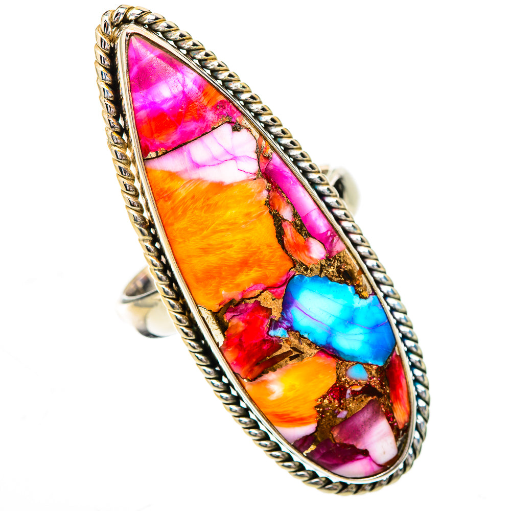 Kingman Pink Dahlia Turquoise Rings handcrafted by Anasilvercos - RING126022 - Photo 2