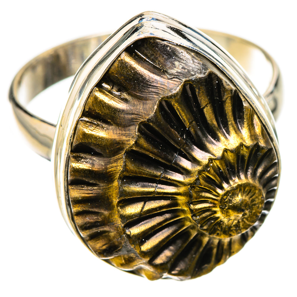 Pyrite Sea Shell Rings handcrafted by Anasilvercos - RING126087 - Photo 2