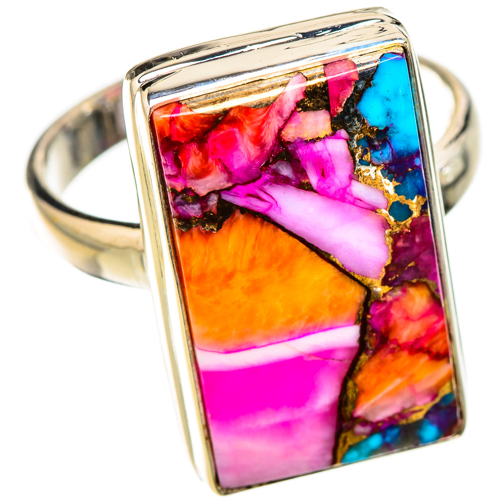 Kingman Pink Dahlia Turquoise Rings handcrafted by Anasilvercos - RING126176 - Photo 2