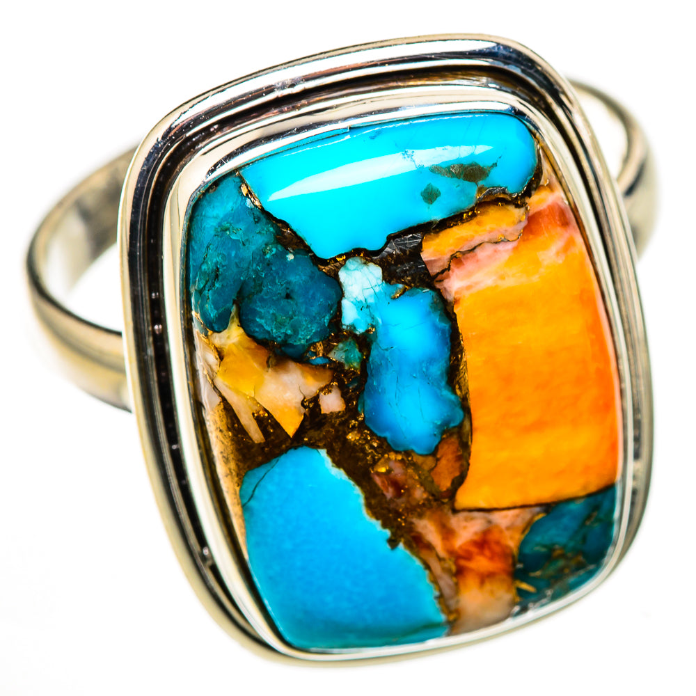 Spiny Oyster Turquoise Rings handcrafted by Anasilvercos - RING126228 - Photo 2