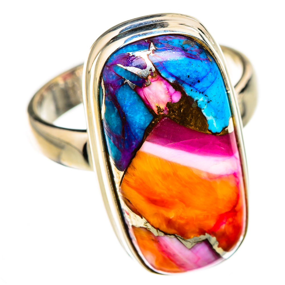 Kingman Pink Dahlia Turquoise Rings handcrafted by Anasilvercos - RING126275 - Photo 2