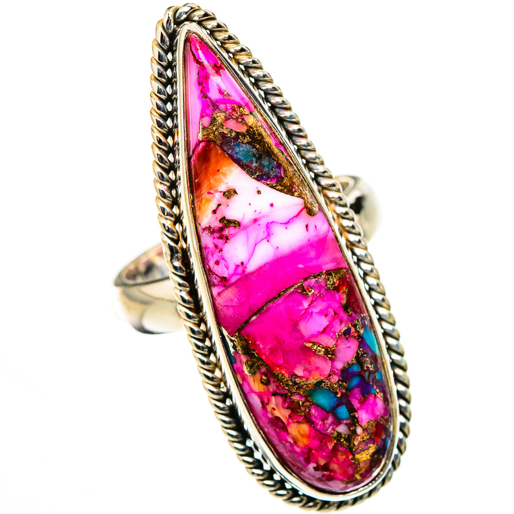 Kingman Pink Dahlia Turquoise Rings handcrafted by Anasilvercos - RING126333 - Photo 2