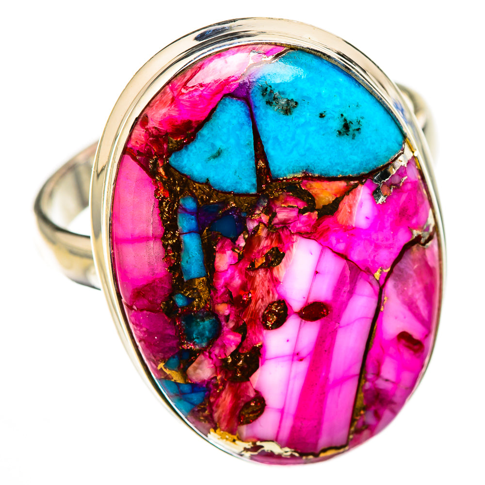 Kingman Pink Dahlia Turquoise Rings handcrafted by Anasilvercos - RING126334 - Photo 2