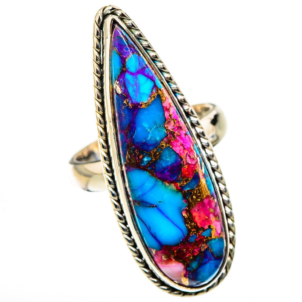 Kingman Pink Dahlia Turquoise Rings handcrafted by Anasilvercos - RING126354 - Photo 2