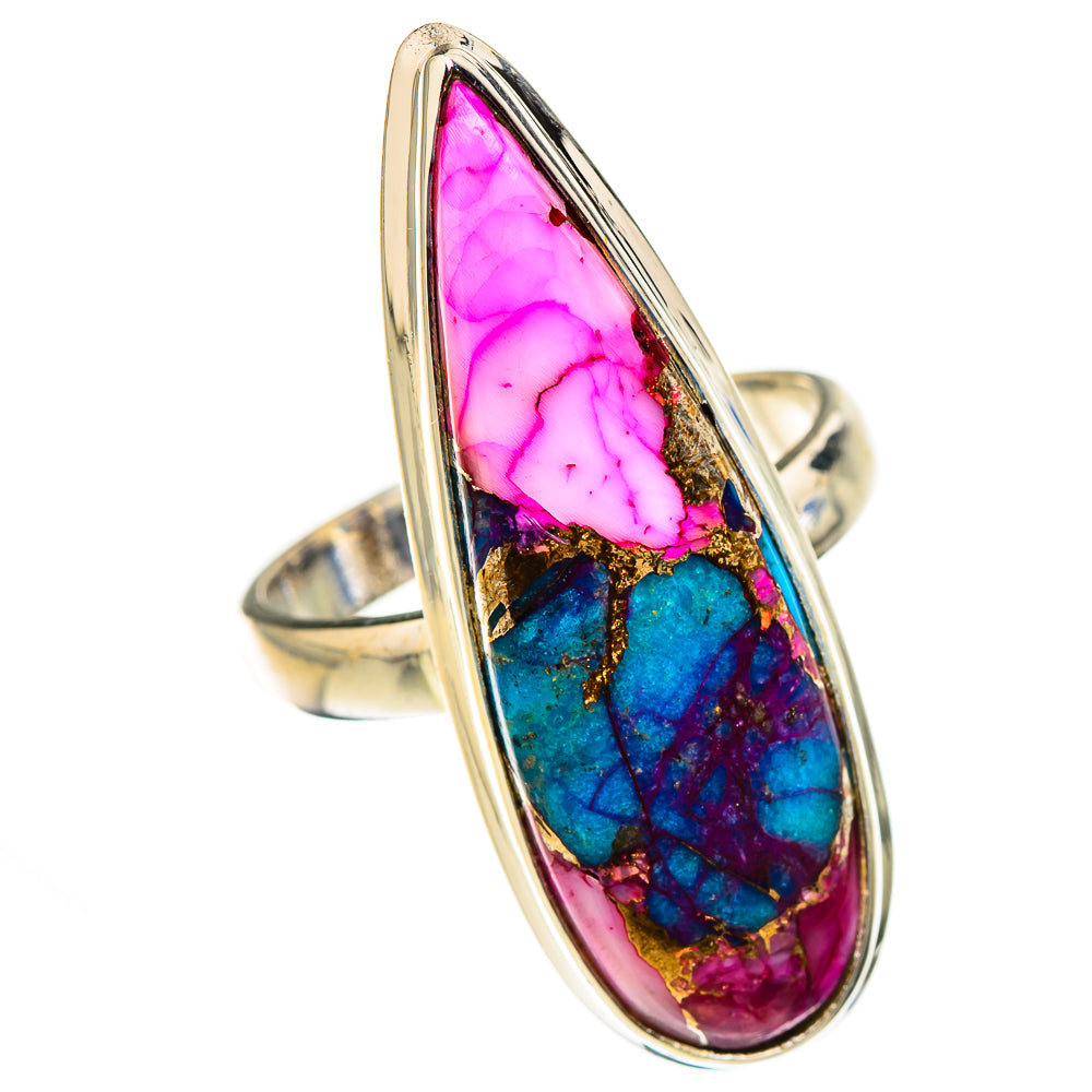 Kingman Pink Dahlia Turquoise Rings handcrafted by Anasilvercos - RING126358 - Photo 2