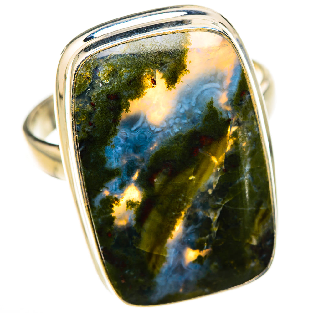 Green Moss Agate Rings handcrafted by Anasilvercos - RING126364 - Photo 2