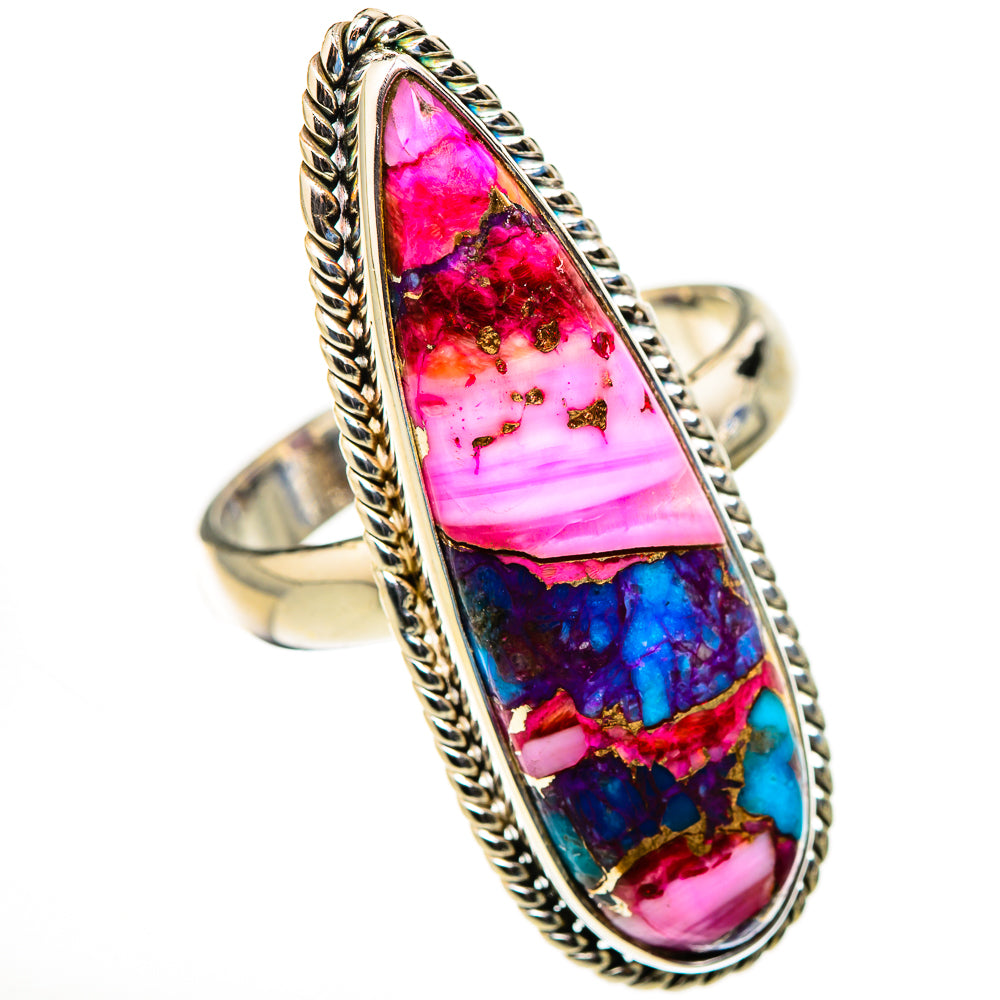 Kingman Pink Dahlia Turquoise Rings handcrafted by Anasilvercos - RING126378 - Photo 2