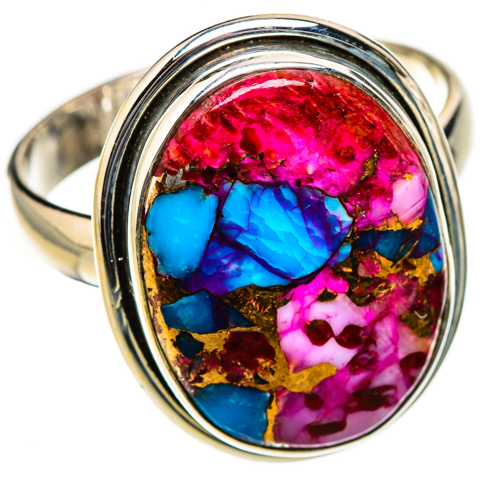 Kingman Pink Dahlia Turquoise Rings handcrafted by Anasilvercos - RING126398 - Photo 2
