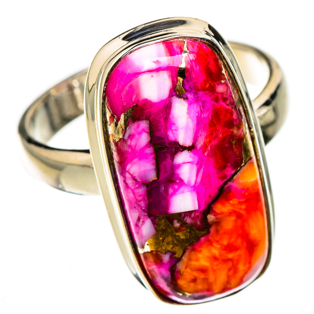 Kingman Pink Dahlia Turquoise Rings handcrafted by Anasilvercos - RING126455 - Photo 2