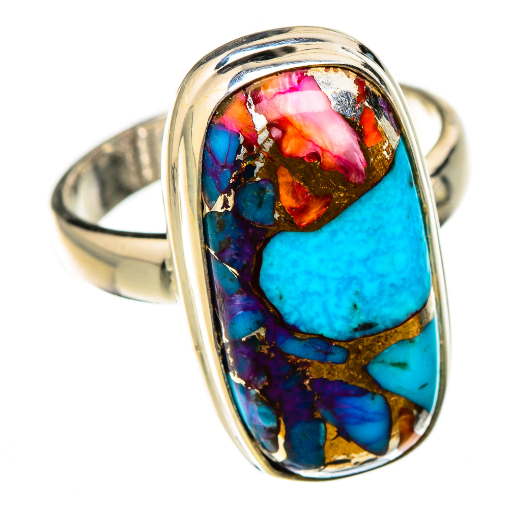 Kingman Pink Dahlia Turquoise Rings handcrafted by Anasilvercos - RING126481 - Photo 2