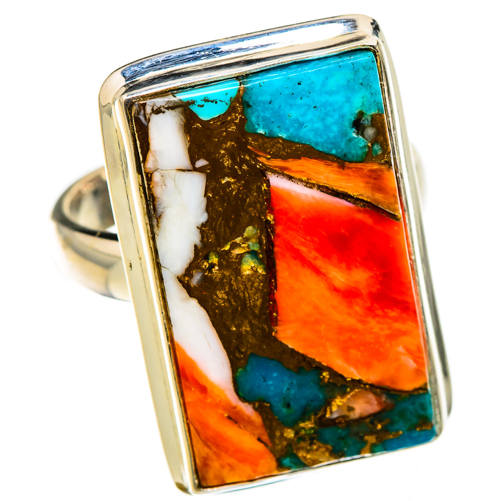 Spiny Oyster Turquoise Rings handcrafted by Anasilvercos - RING126502 - Photo 2