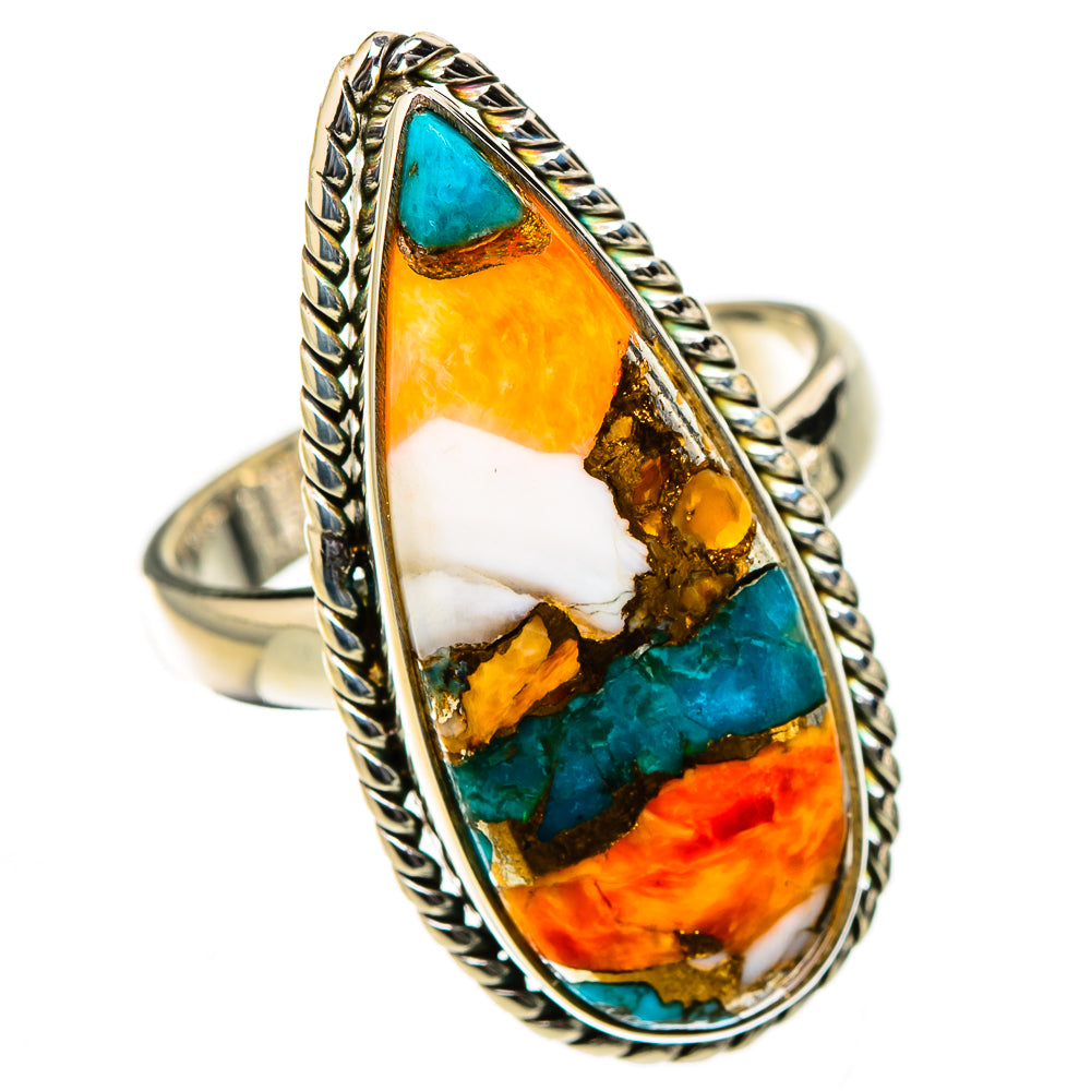 Spiny Oyster Turquoise Rings handcrafted by Anasilvercos - RING126520 - Photo 2