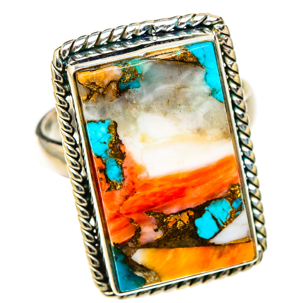 Spiny Oyster Turquoise Rings handcrafted by Anasilvercos - RING126604 - Photo 2