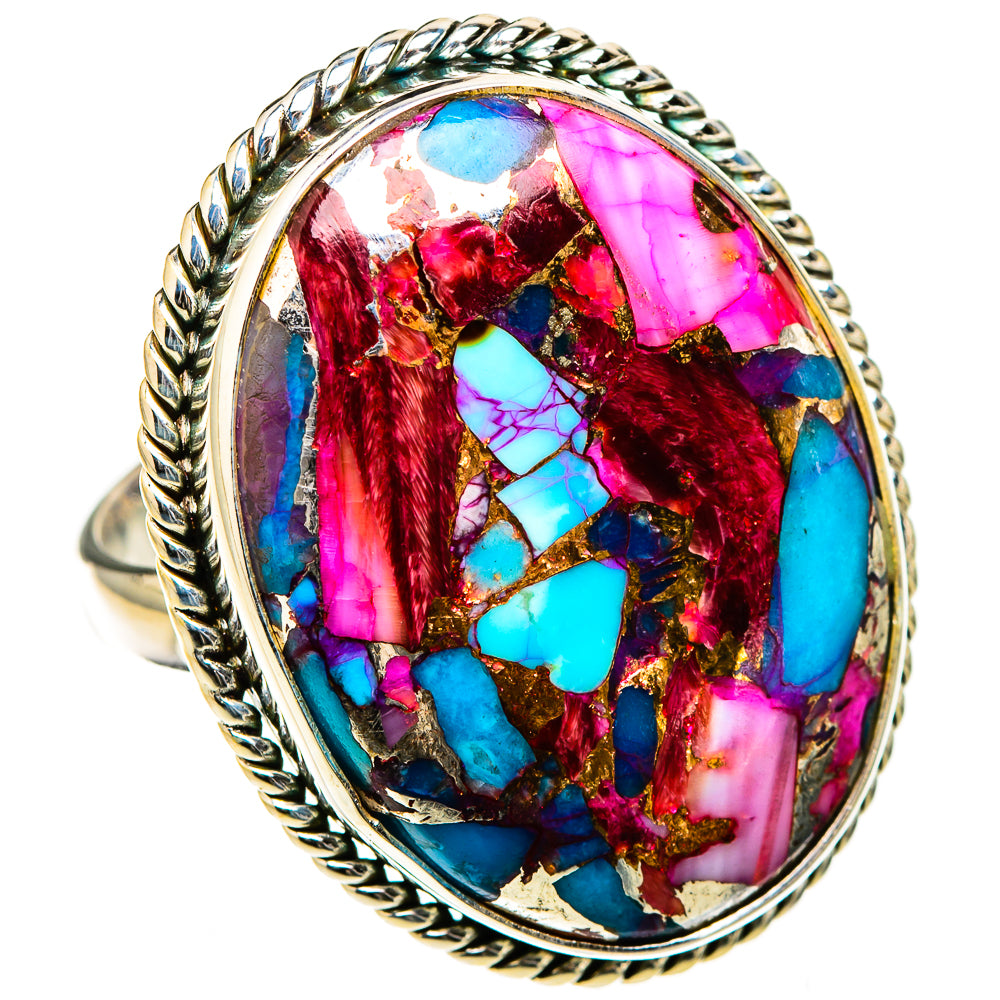 Kingman Pink Dahlia Turquoise Rings handcrafted by Anasilvercos - RING126625 - Photo 2