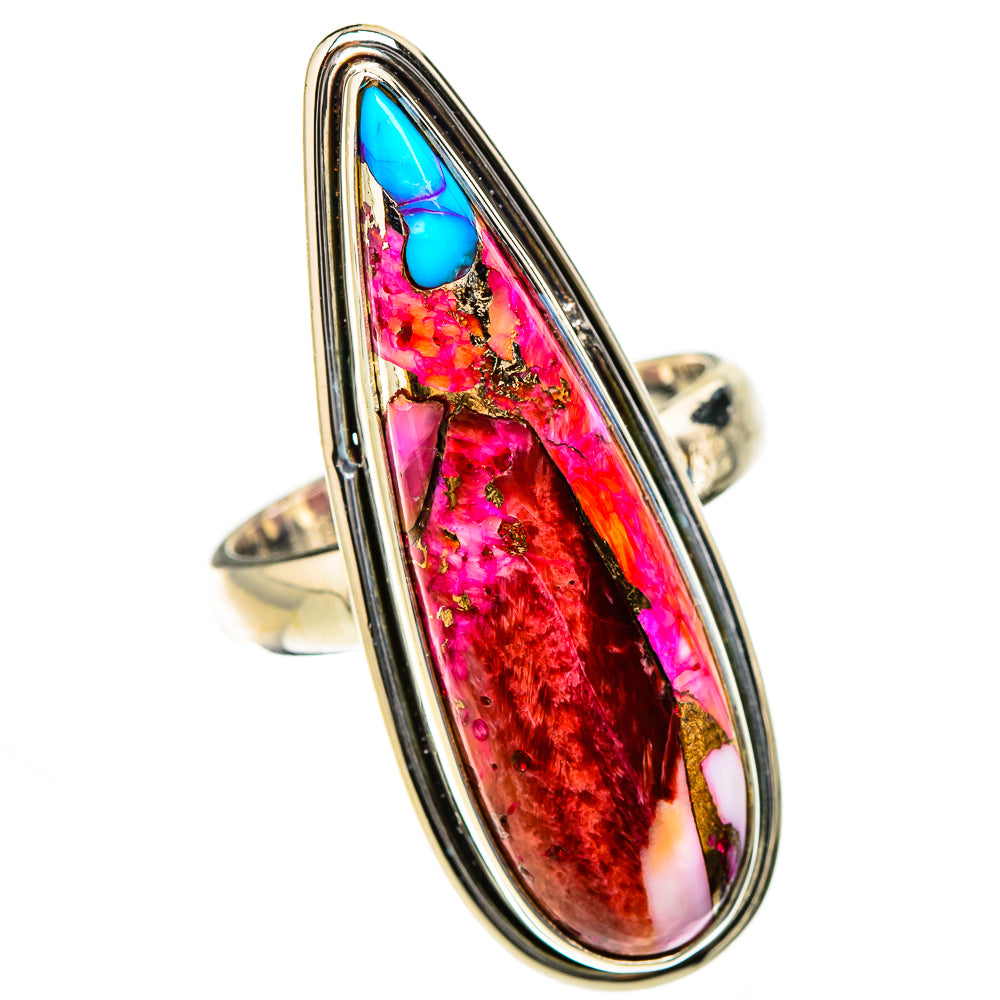 Kingman Pink Dahlia Turquoise Rings handcrafted by Anasilvercos - RING126644 - Photo 2