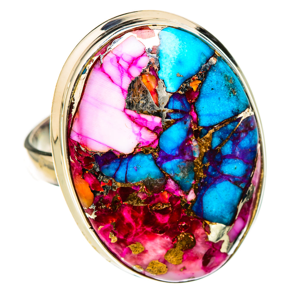 Kingman Pink Dahlia Turquoise Rings handcrafted by Anasilvercos - RING126648 - Photo 2