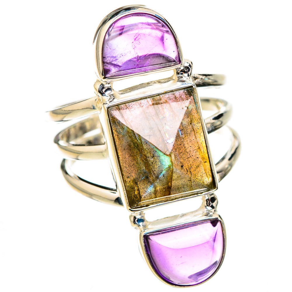 Labradorite, Amethyst Rings handcrafted by Anasilvercos - RING126701 - Photo 2