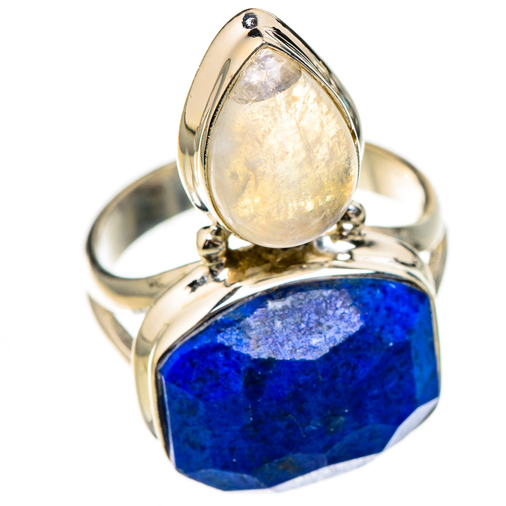 Lapis Lazuli, Rainbow Moonstone Rings handcrafted by Anasilvercos - RING126705 - Photo 2