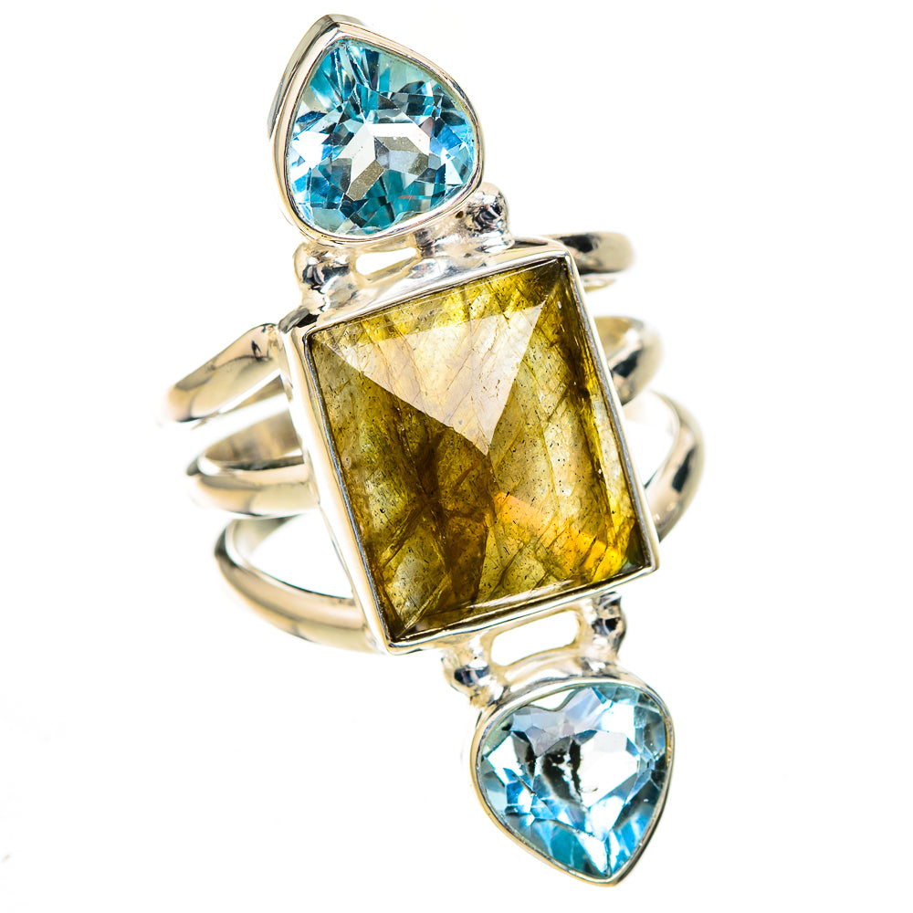 Labradorite, Blue Topaz Rings handcrafted by Anasilvercos - RING126737 - Photo 2