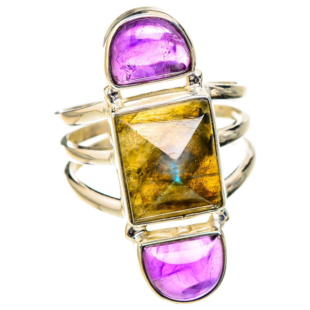 Labradorite, Amethyst Rings handcrafted by Anasilvercos - RING126772 - Photo 2