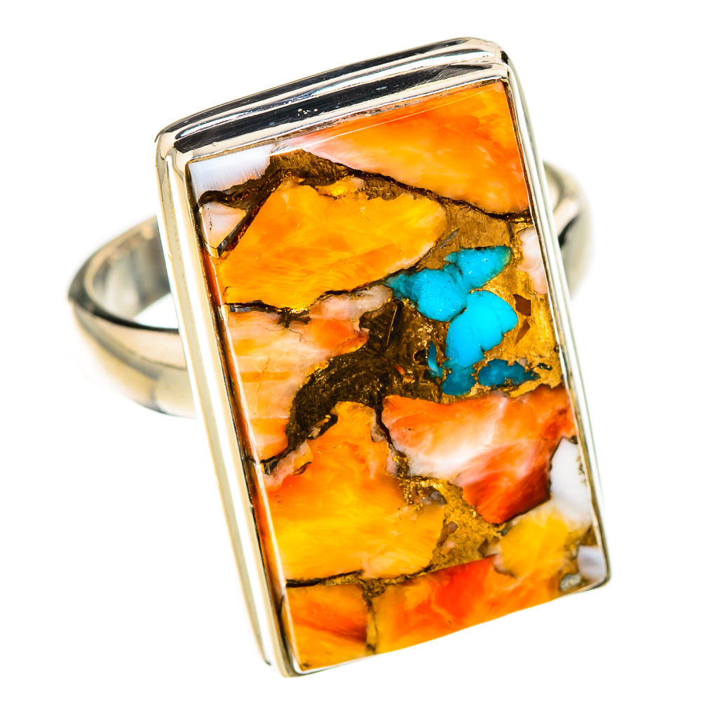 Spiny Oyster Turquoise Rings handcrafted by Anasilvercos - RING126774 - Photo 2