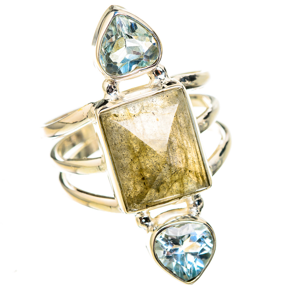 Labradorite, Blue Topaz Rings handcrafted by Anasilvercos - RING126792 - Photo 2