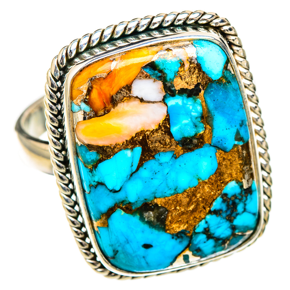 Spiny Oyster Turquoise Rings handcrafted by Anasilvercos - RING126794 - Photo 2