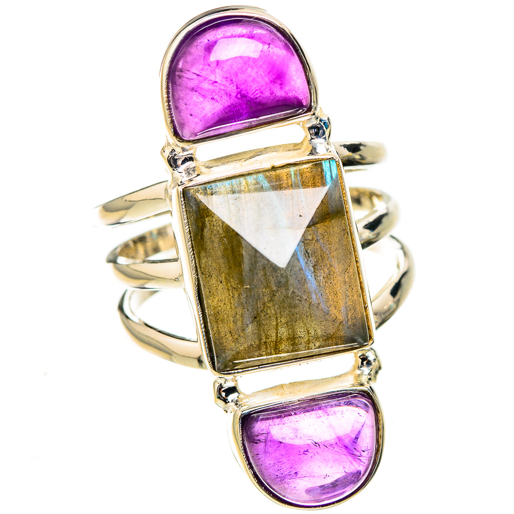Labradorite, Amethyst Rings handcrafted by Anasilvercos - RING126831 - Photo 2