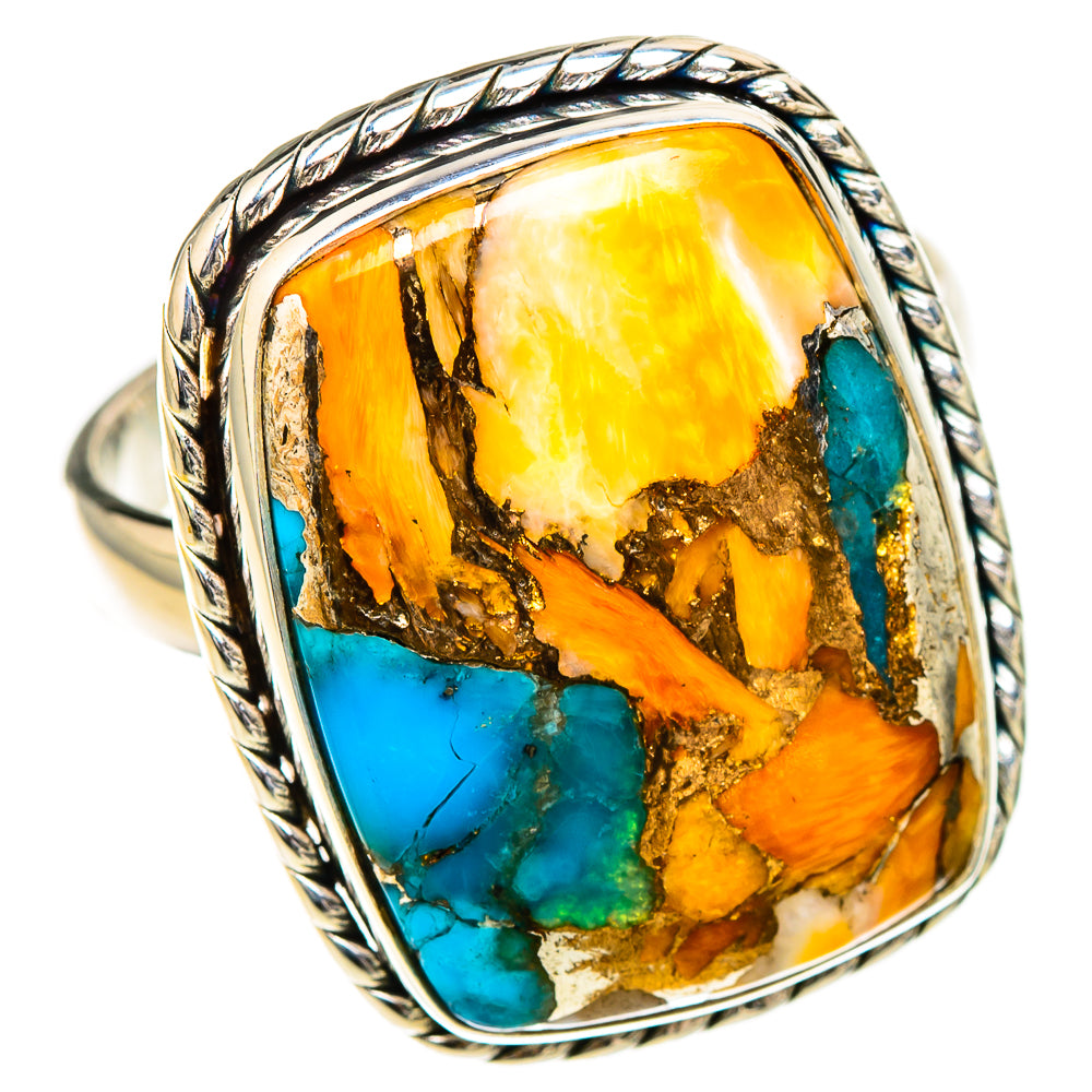 Spiny Oyster Turquoise Rings handcrafted by Anasilvercos - RING126834 - Photo 2